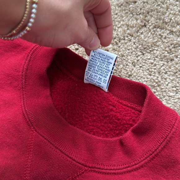 Vintage Russell Athletic Red Crewneck Made in USA Sweatshirt - Picture 3 of 7